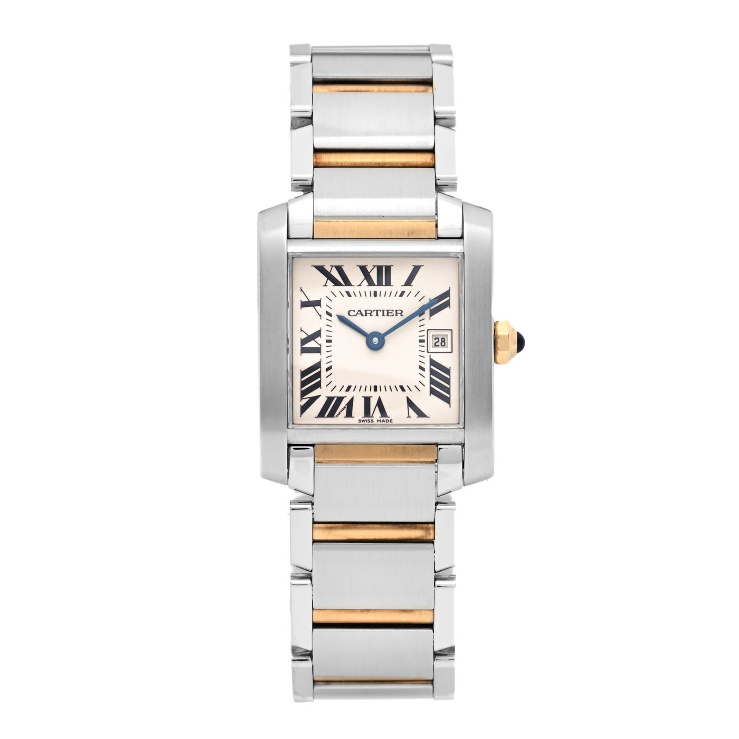 Stainless Steel 18K Yellow Gold 25mm Tank Francaise Quartz Watch
