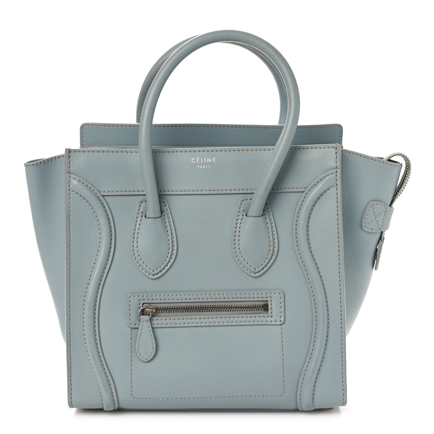 Drummed Calfskin Micro Luggage Sky Blue