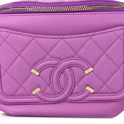 Chanel Caviar Quilted Filigree Waist Bag Purple 7 of 9