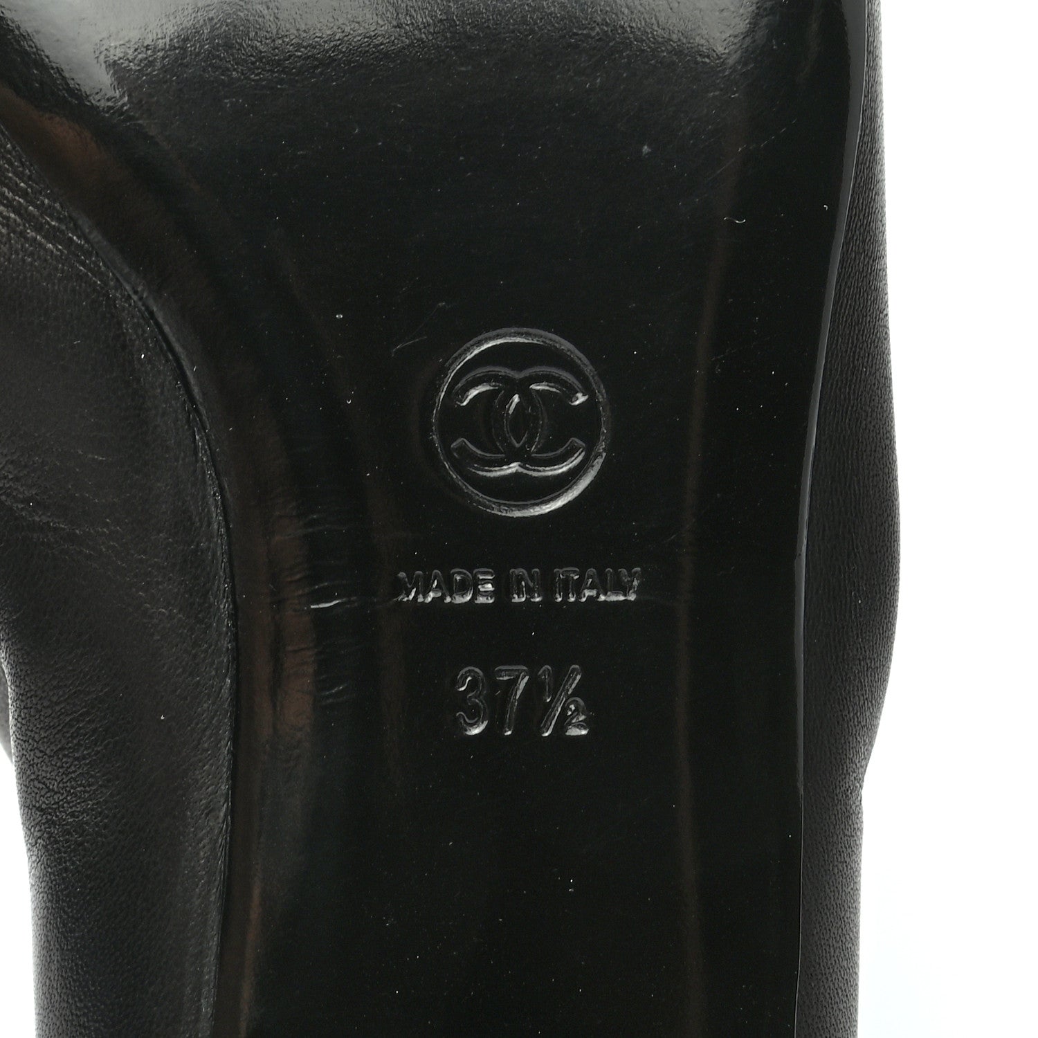 Chanel Lambskin Suede Caged Cap Toe High Boots 37.5 Black 6 of 10