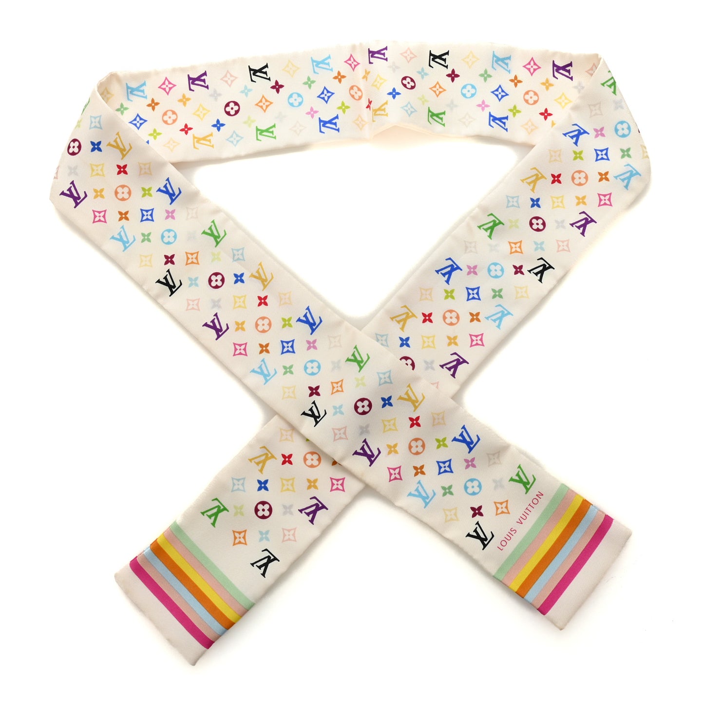 Silk Monogram Multicolor Bandeau White
