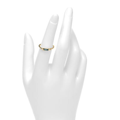 David Yurman 18K Yellow Gold Diamond Blue Topaz Novella Ring 52 6 2 of 3