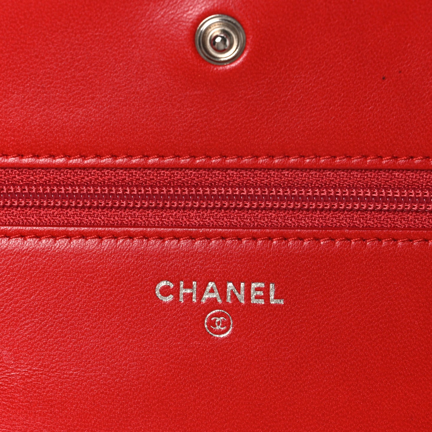 Lambskin Camellia Embossed Wallet on Chain WOC Red