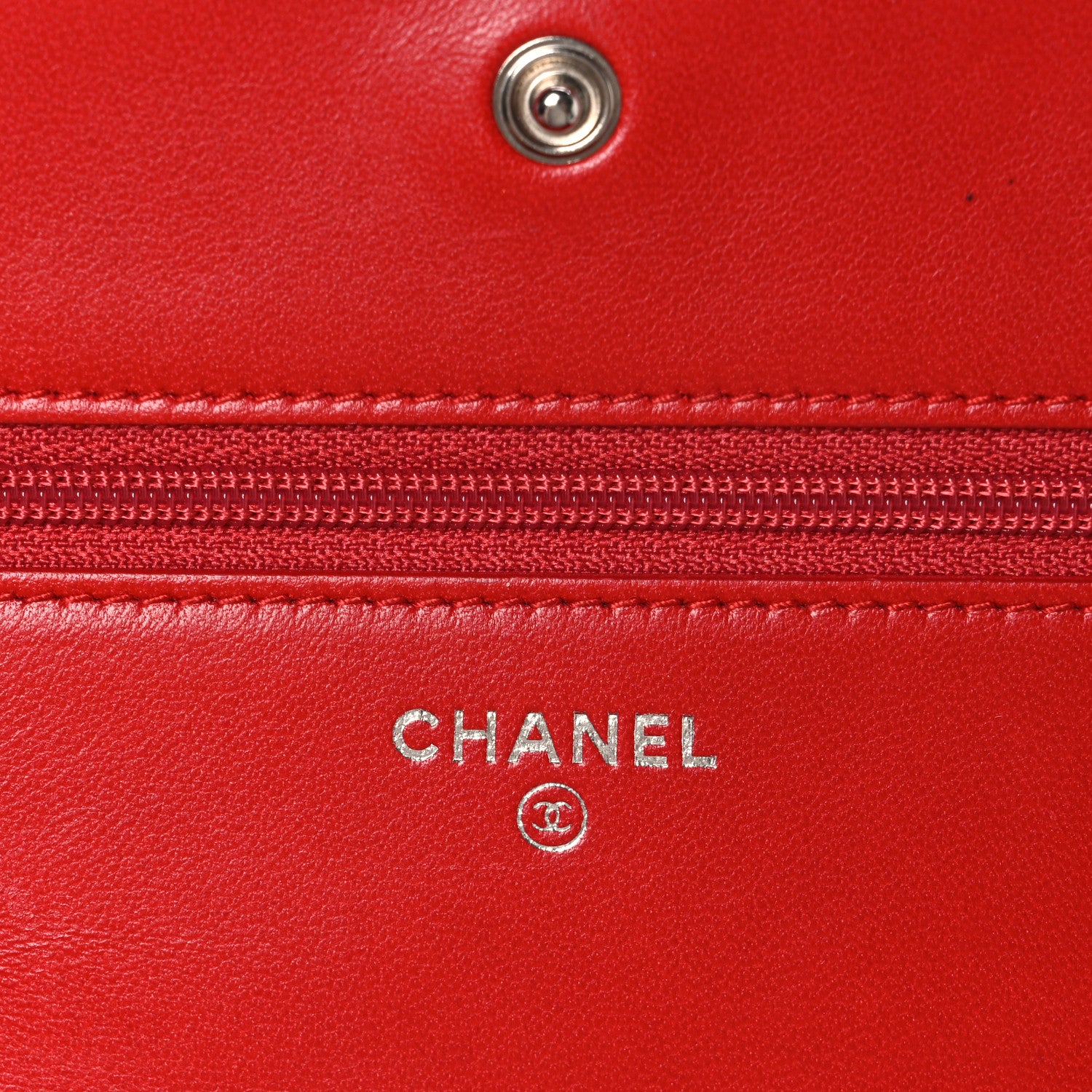 Chanel Lambskin Camellia Embossed Wallet on Chain WOC Red 5 of 10