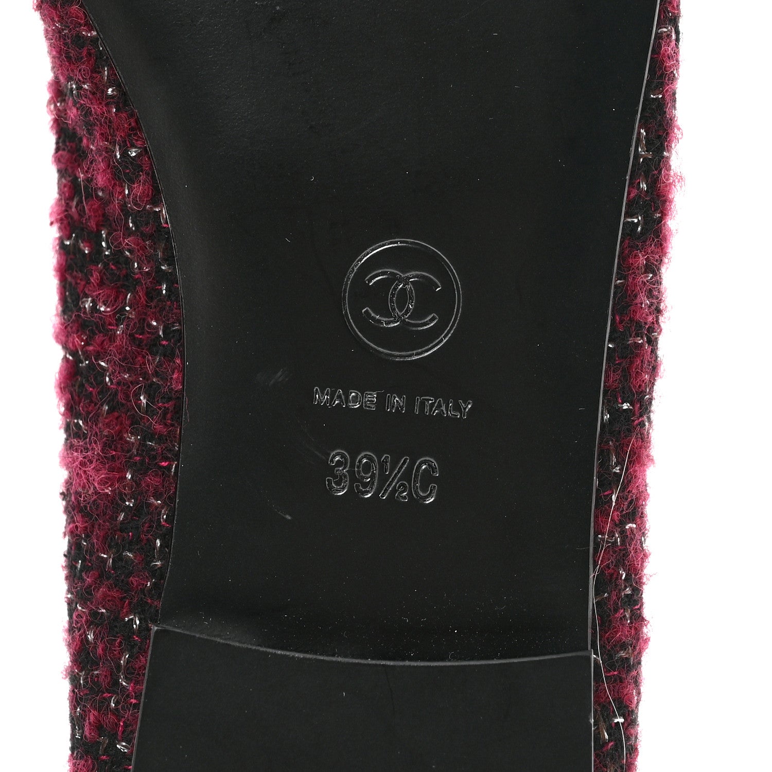 Chanel Wool Cotton Tweed Lambskin Cap Toe Ballerina Flats 39.5 Dark Pink Black Silver 8 of 10