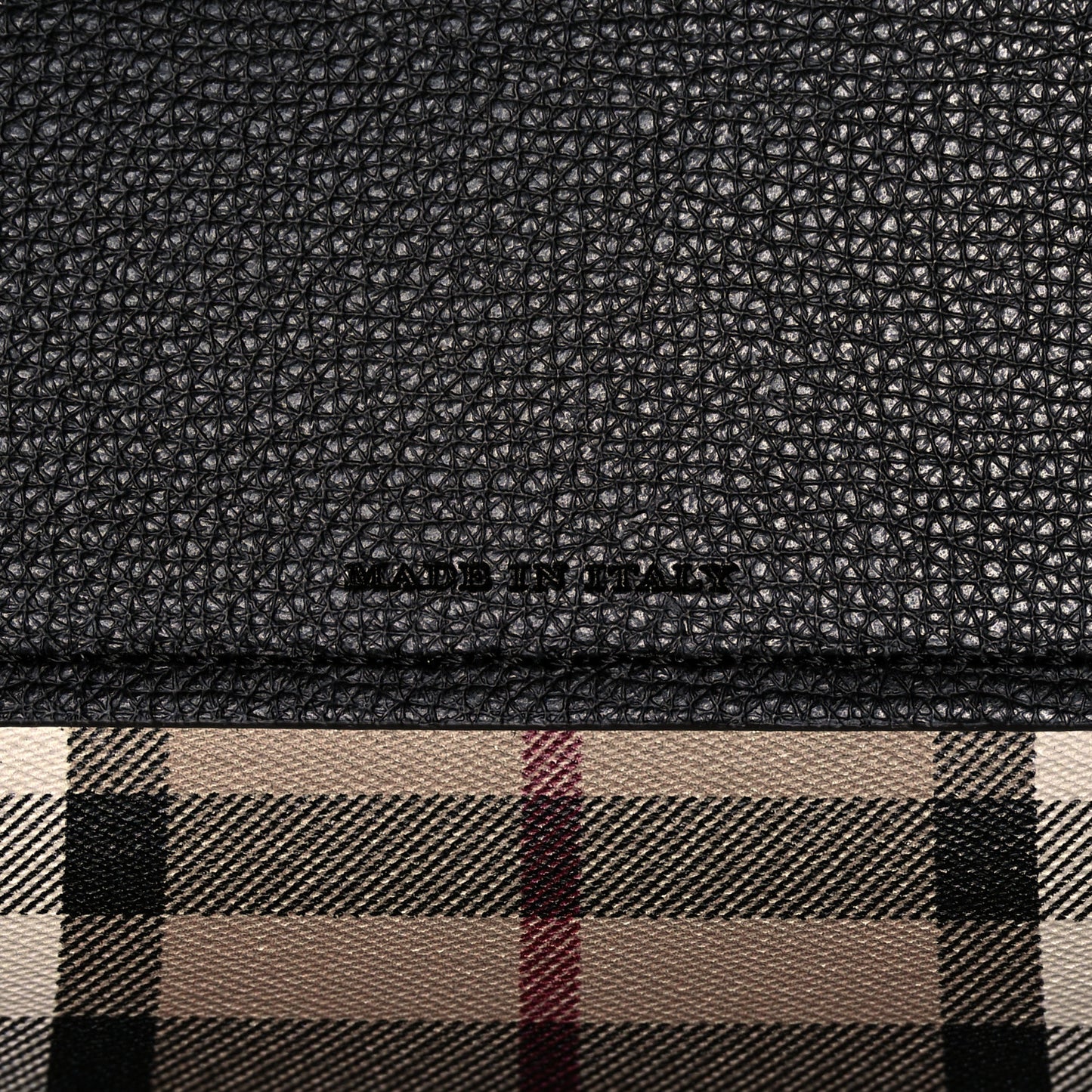 Grainy Calfskin Haymarket Check Medium Reversible Tote Black