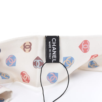 Chanel Silk Heart CC Slim Bandeau Scarf Ivory 2 of 2