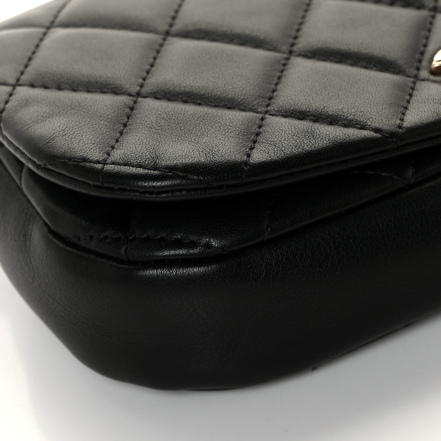 Calfskin Quilted Coco Mail Clutch With Chain Black