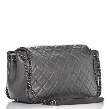 Chanel Metallic Calfskin Quilted Large CC Enchained Accordion Flap Grey 3 of 7