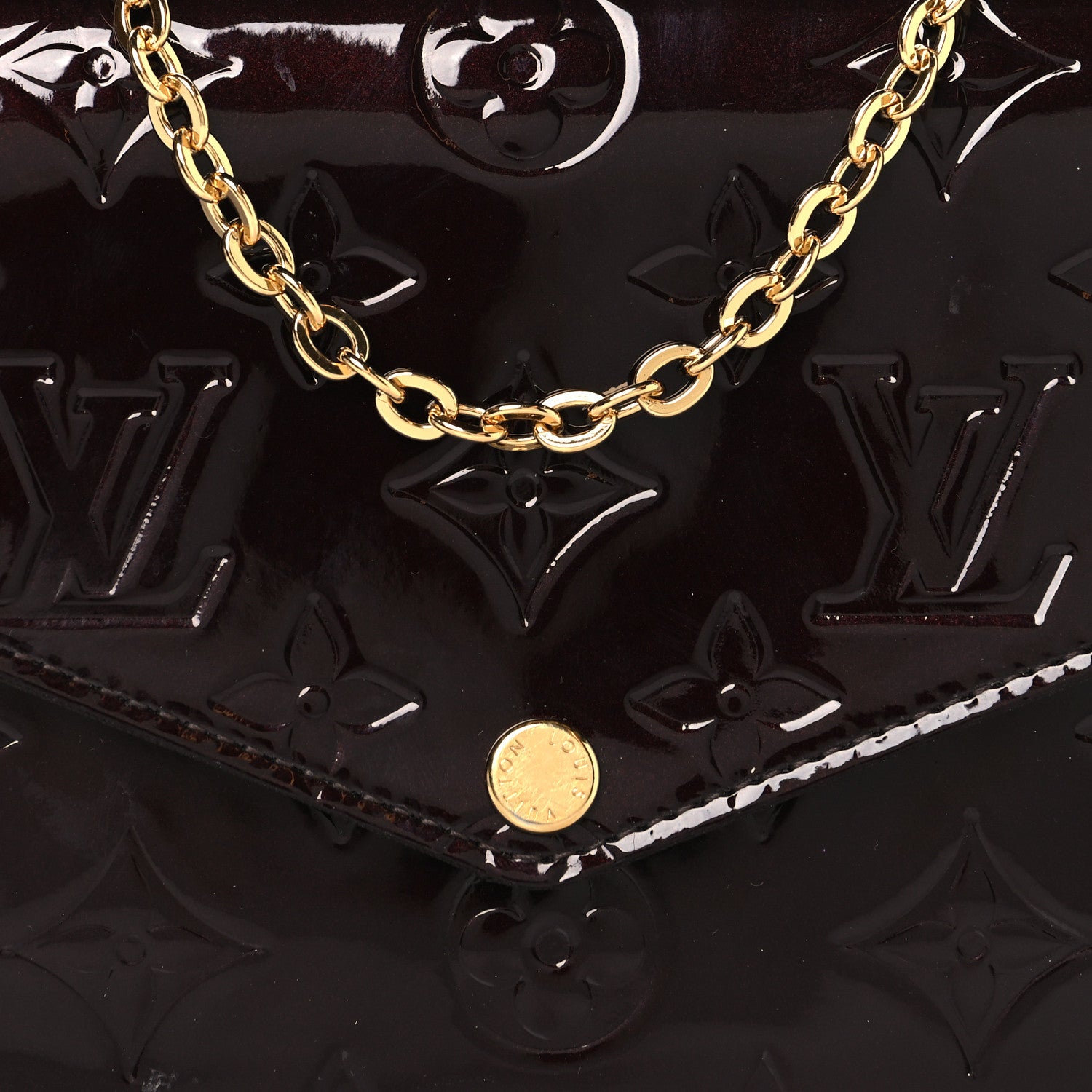Louis Vuitton Vernis Pochette Felicie Chain Wallet Amarante 8 of 10