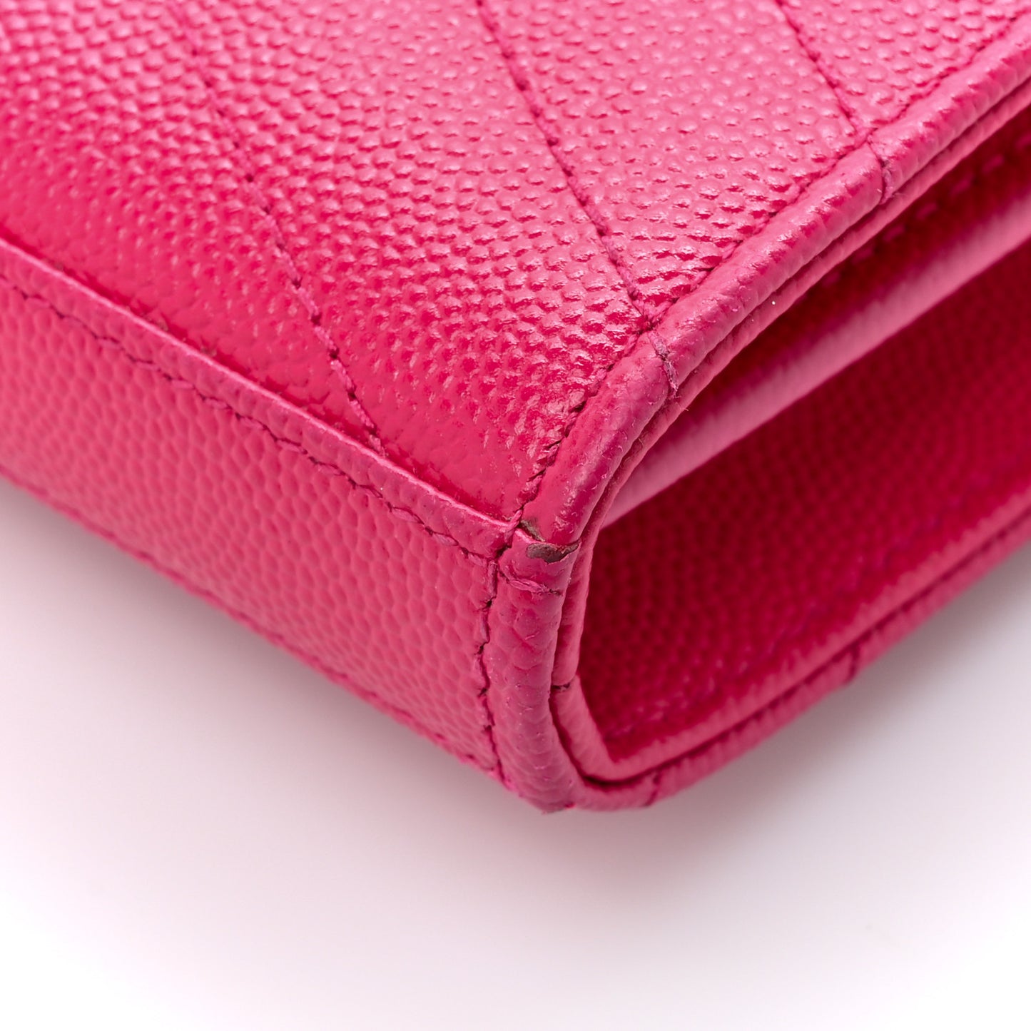 Grain De Poudre Matelasse Chevron Monogram Chain Wallet Hot Pink