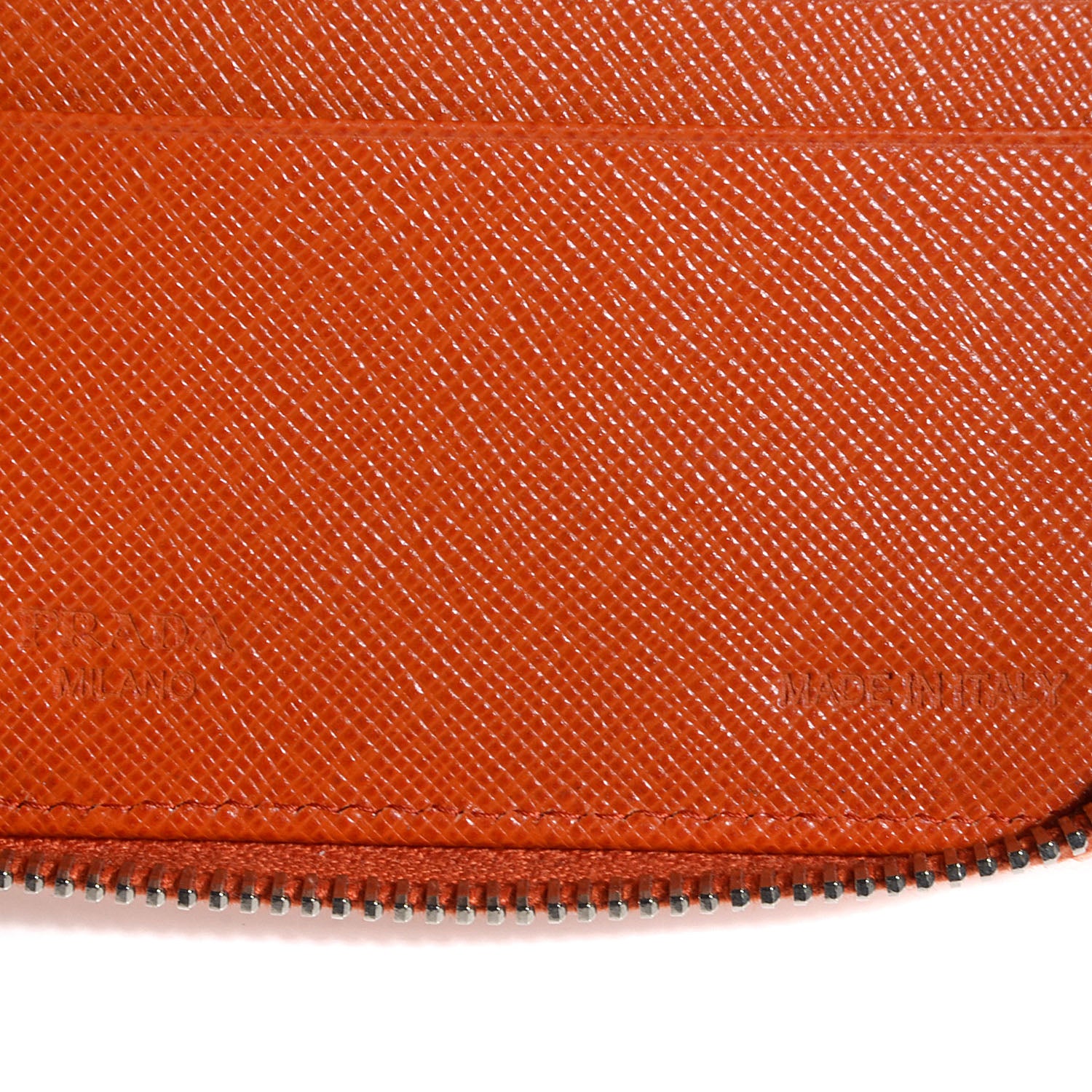 Prada Saffiano Zip Around Portfolio Wallet Papaya 8 of 8