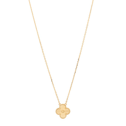 Van Cleef & Arpels 18K Yellow Gold Guilloche Vintage Alhambra Pendant Necklace 1 of 5