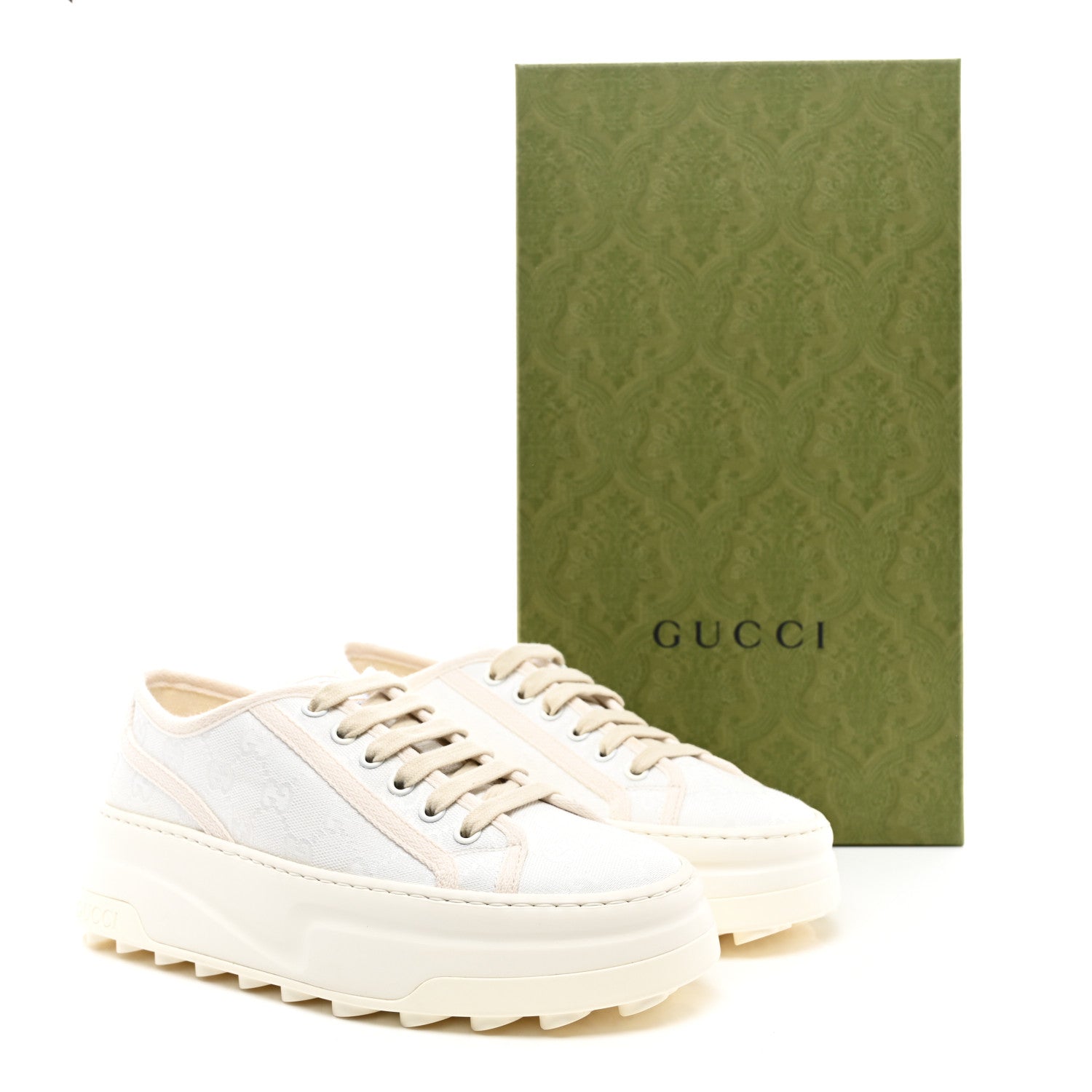 Gucci GG Monogram Womens 1977 Tennis Platform 52mm Sneakers 37 Great White Mystic White 7 of 7