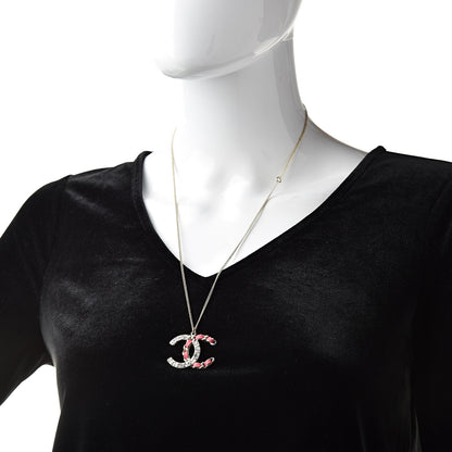 Chanel Lambskin Baguette Crystal CC Necklace Gold Pink 2 of 6