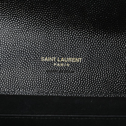 Saint Laurent Grain De Poudre Matelasse Chevron Monogram Envelope Clutch Black 6 of 10