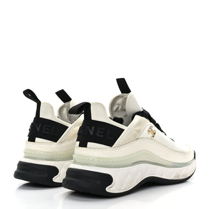 Chanel Velvet Calfskin Mixed Fibers CC Sneakers 38 Ivory Black 4 of 8