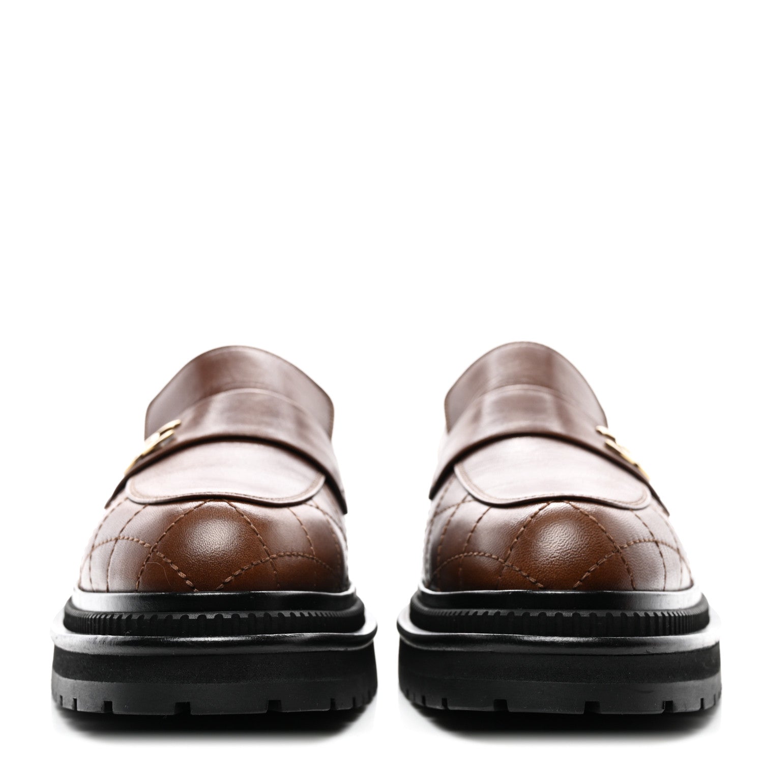 Chanel Calfskin Quilted CC Mocassin Loafers 42 Brown 2 of 8
