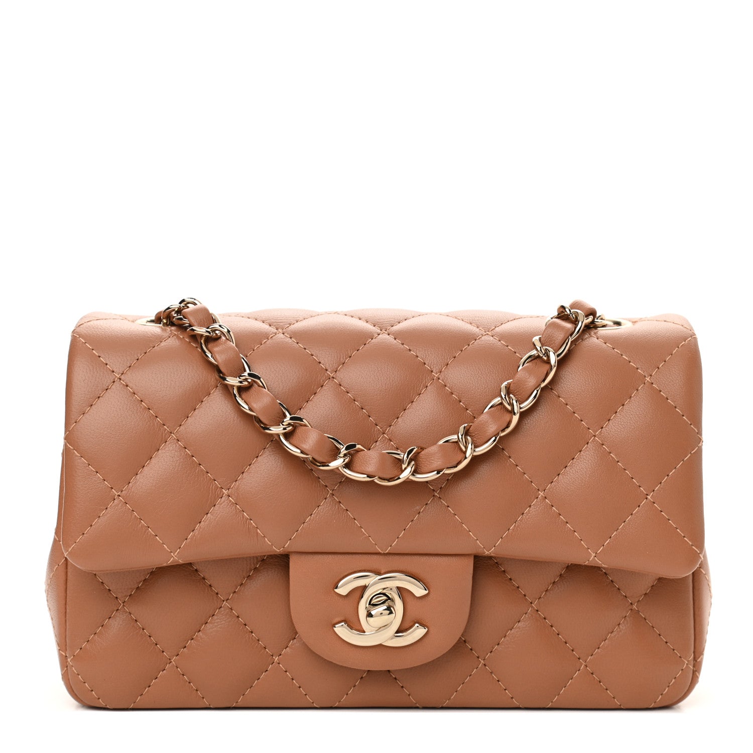 Chanel Lambskin Quilted Mini Rectangular Flap Brown 1 of 10