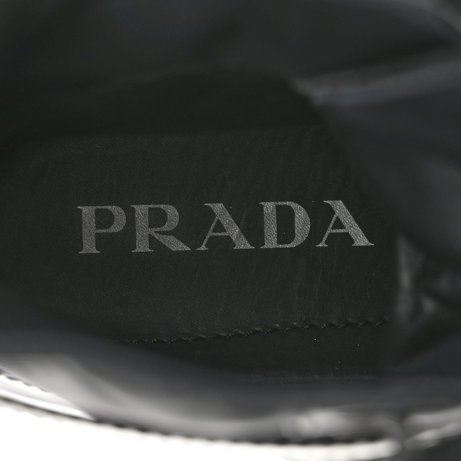 Prada Spazzolato Rois Nylon Metal Triangle Logo Monolith Pouch Pocket 55mm Boots 39 Black 7 of 10