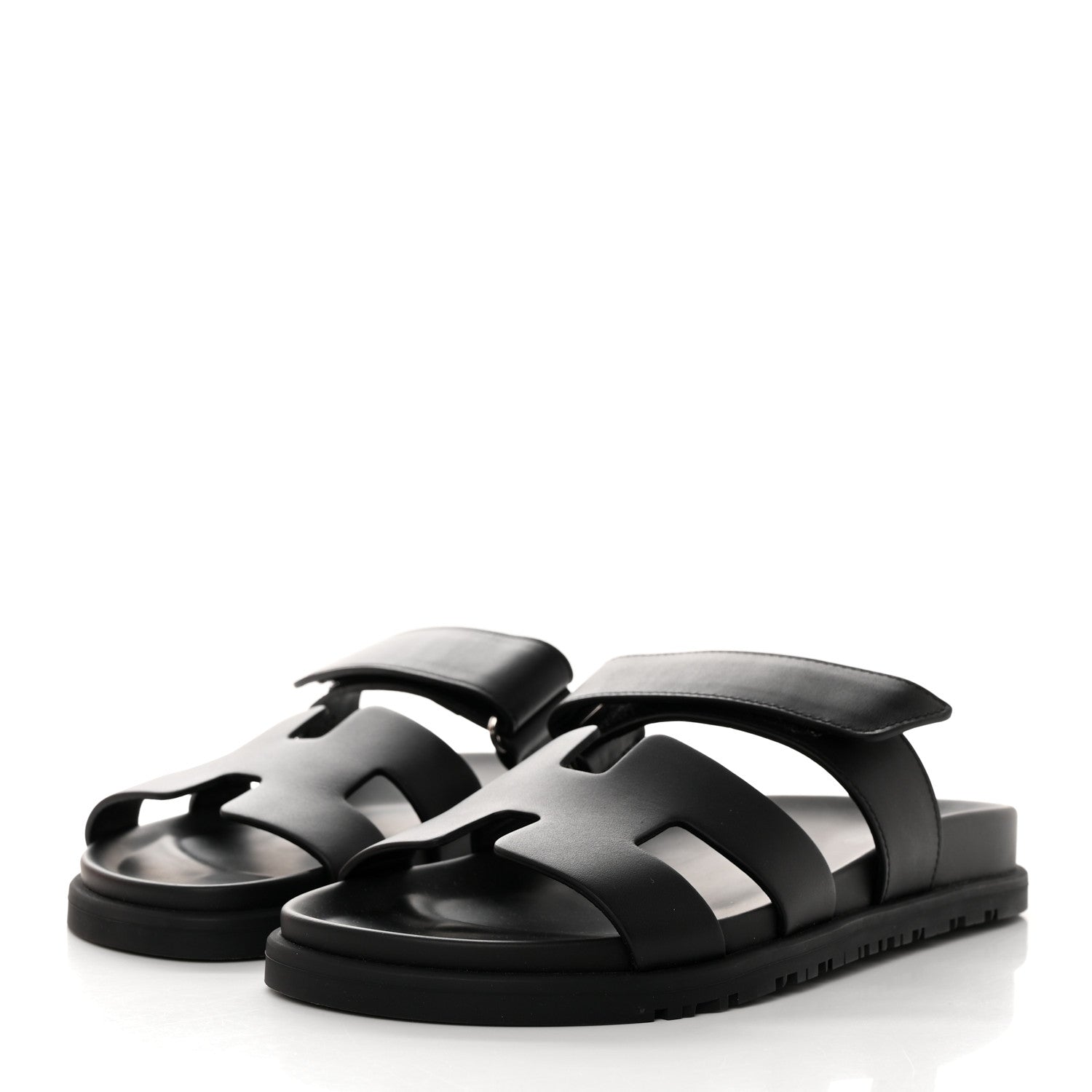 Hermes Calfskin Womens Chypre Sandals 37 Black 3 of 9