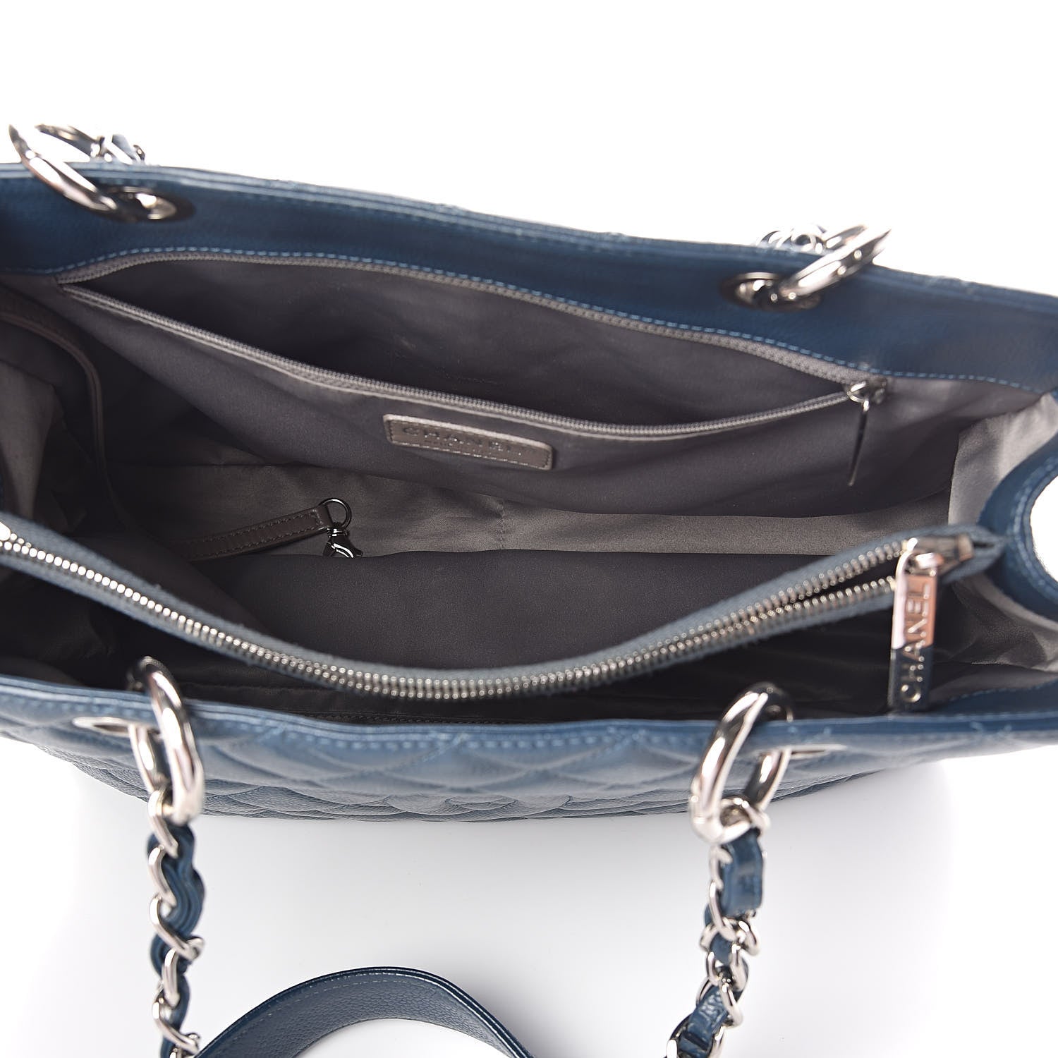 Chanel Caviar Quilted Grand Shopping Tote GST Dark Blue 5 of 10