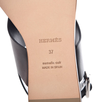 Hermes Calfskin Kola Sandals 37 Black 6 of 8