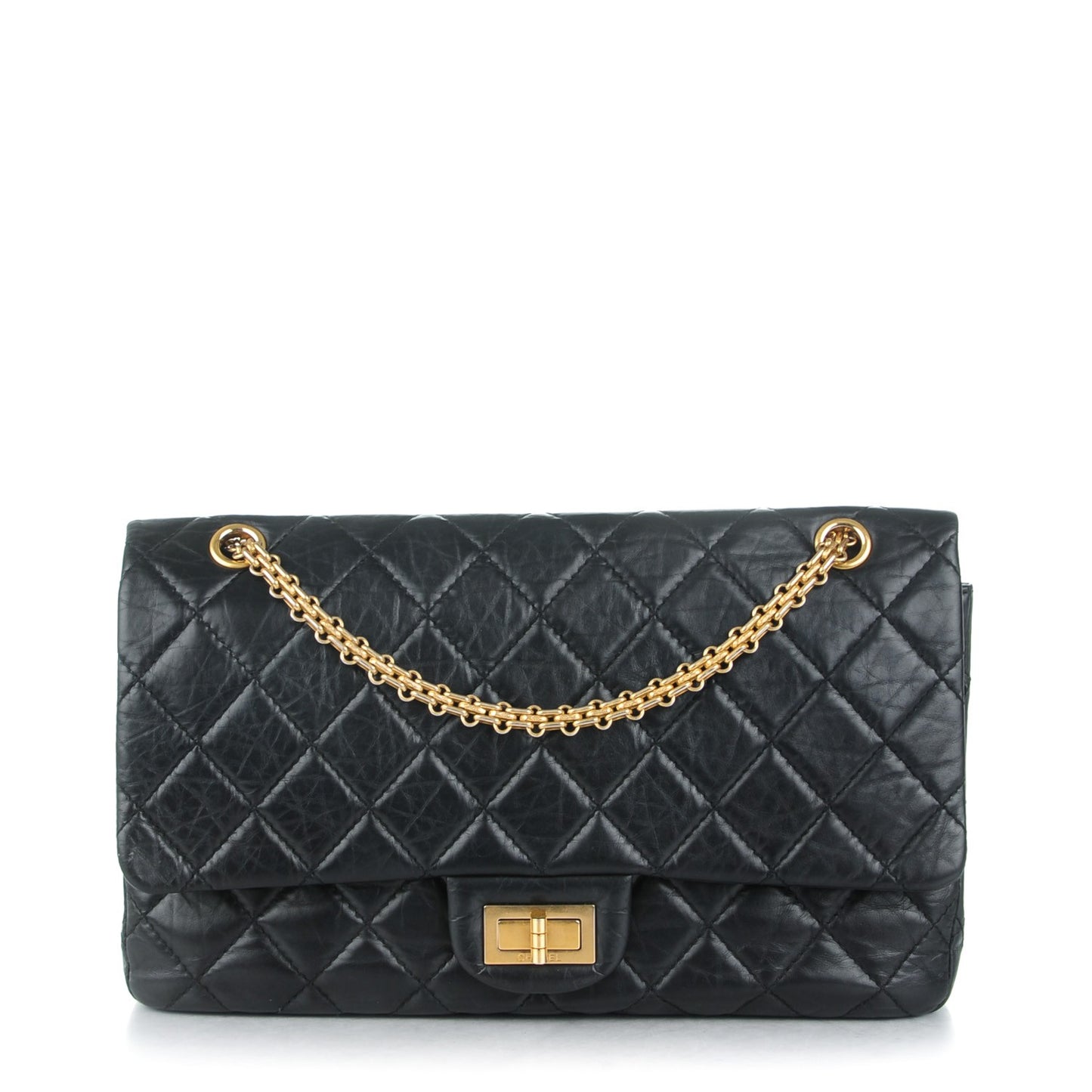 Aged Calfskin Quilted 2.55 Reissue 227 Flap Black