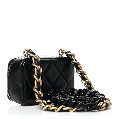 Chanel Lambskin Quilted Mini Lacquered Chain Clutch Black 3 of 10