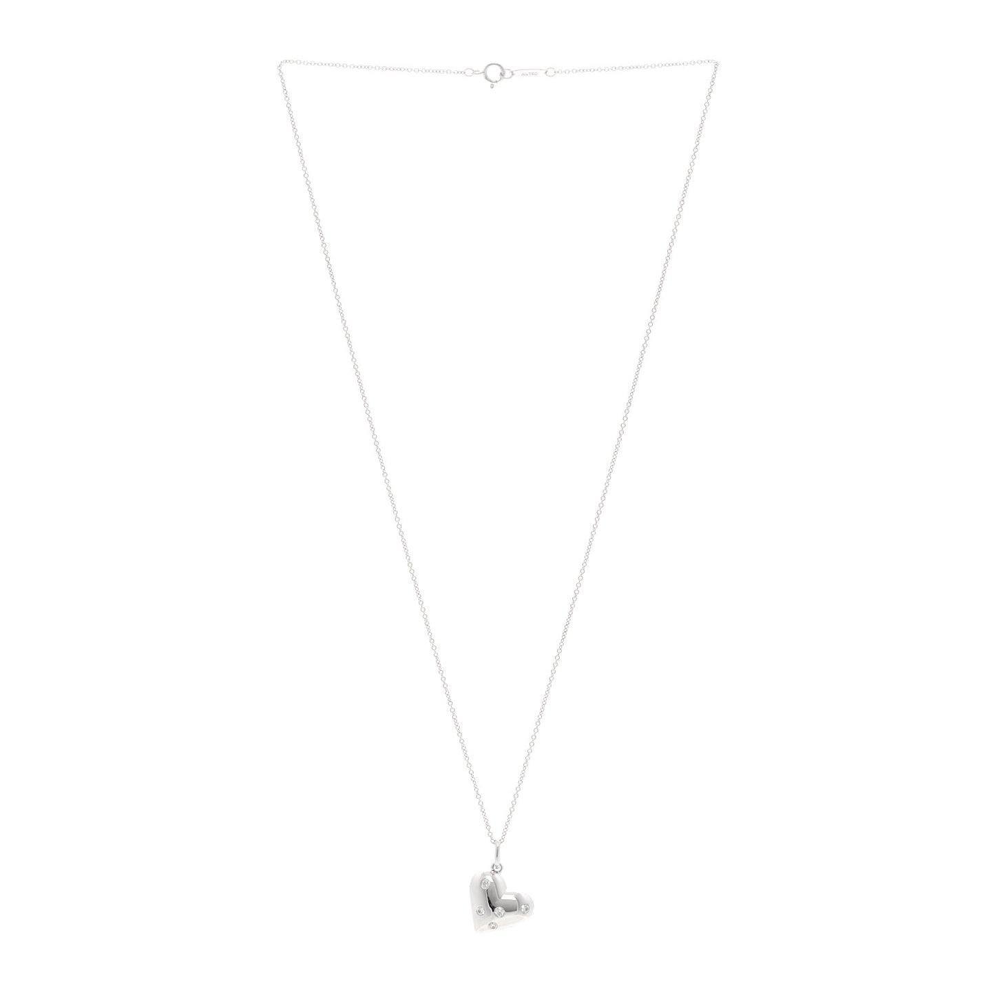 18K White Gold Diamond Etoile Heart Drop Pendant Necklace