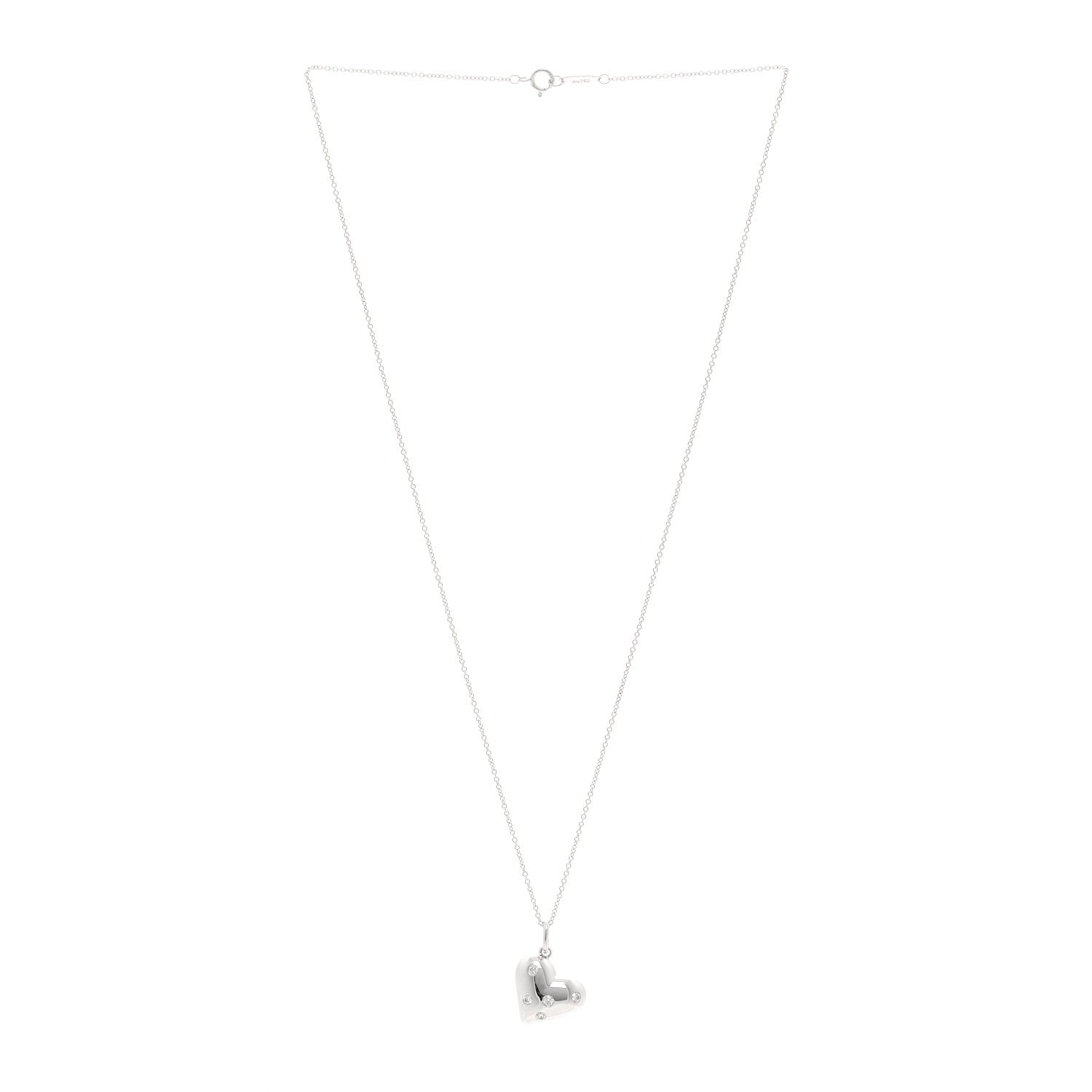 Tiffany 18K White Gold Diamond Etoile Heart Drop Pendant Necklace 3 of 5