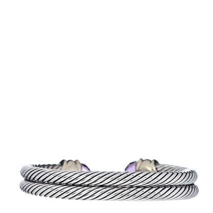 David Yurman Sterling Silver 14K Yellow Gold Amethyst Double Cable Bracelet 3 of 5