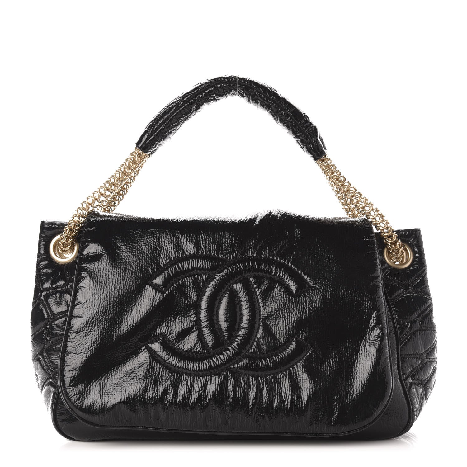 Chanel Vinyl Rodeo Accordion Flap Bag Black 1 of 11