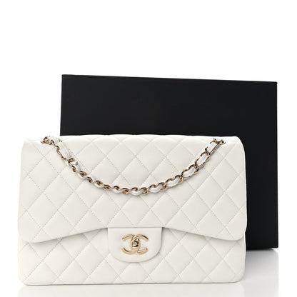 Chanel Caviar Quilted Jumbo Double Flap White 12 of 12