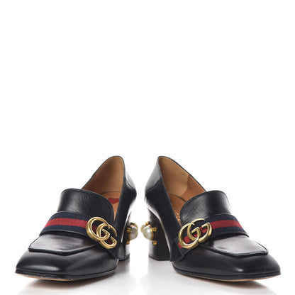 Gucci Malaga Kid Web Pearl Embellished Peyton 75mm Loafer Pumps 36 Black 6 of 11