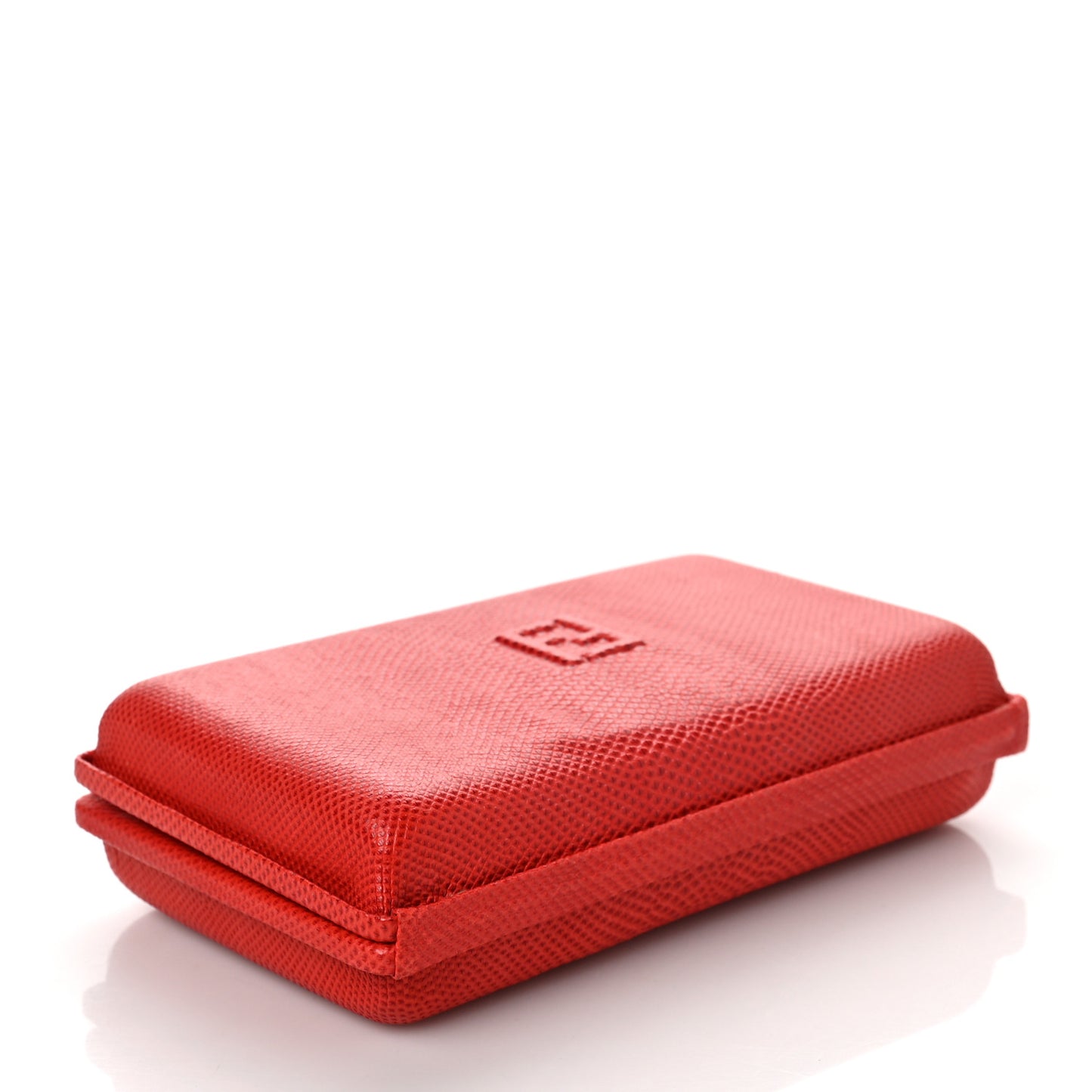 Lizard Embossed FF Crossbody Bag Red