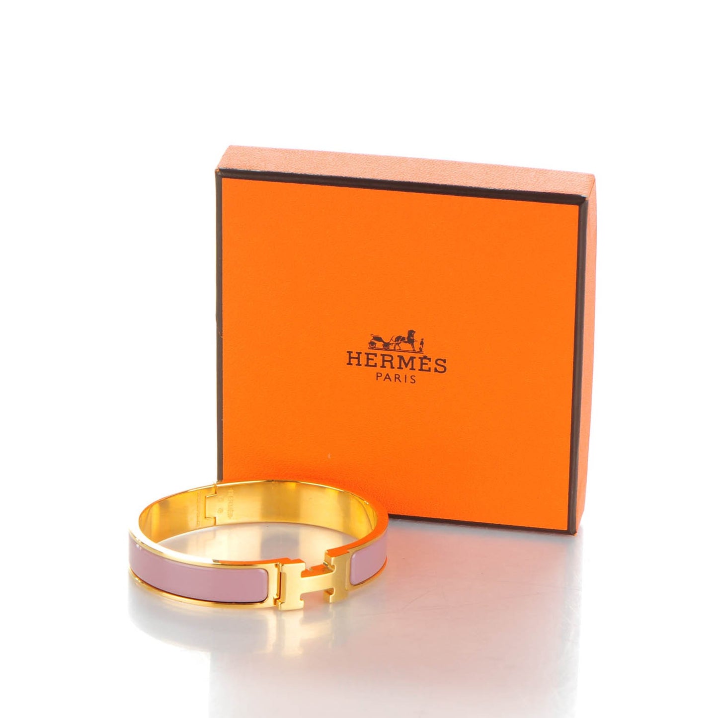 Enamel Narrow Clic Clac H Bracelet GM Bois De Rose