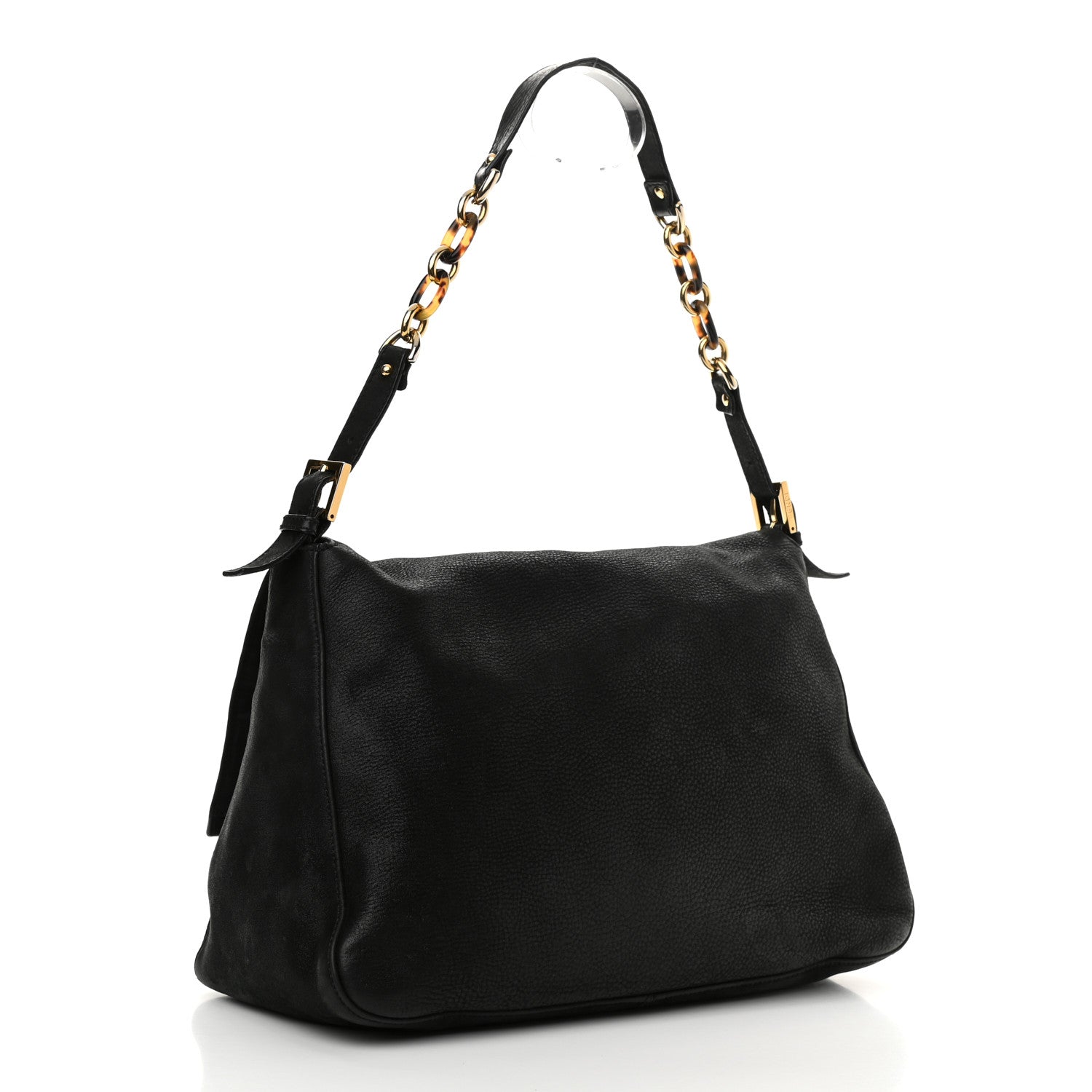 Fendi Vitello Savana Big Mama Baguette Black Tartaruga Natural 3 of 15