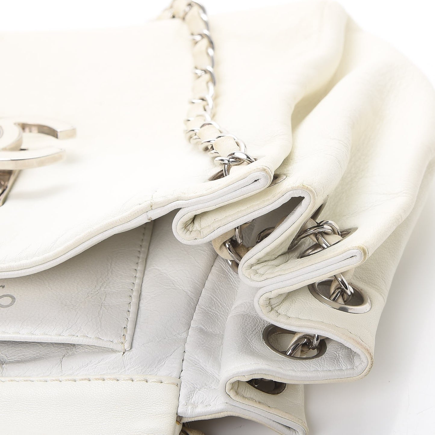Lambskin Sensual Accordion Flap White