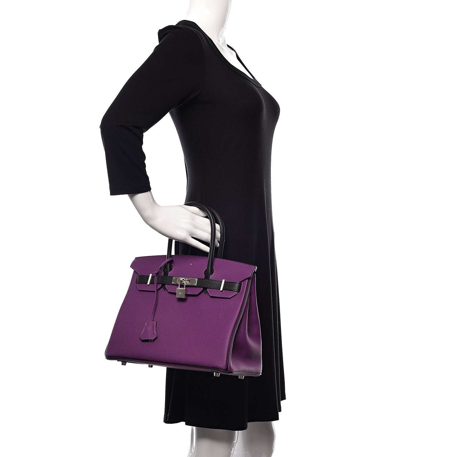 Hermes Togo Bi-Color Horseshoe Birkin 30 Anemone Black 2 of 34