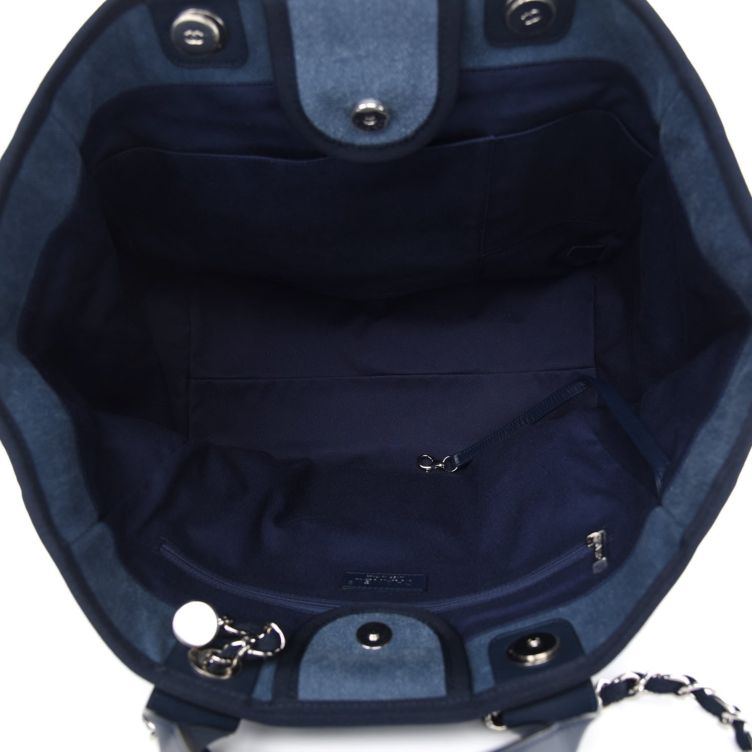 Chanel Canvas Sequin Medium Deauville Tote Navy 5 of 9
