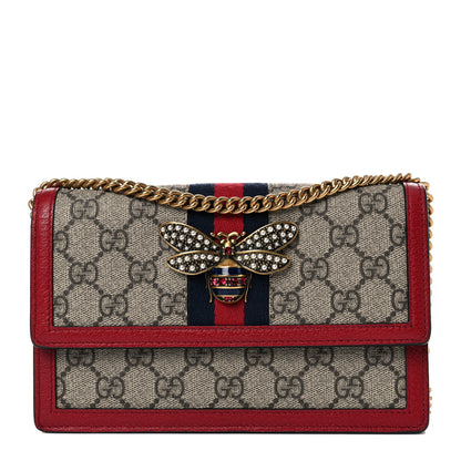 Gucci GG Supreme Monogram Web Queen Margaret Chain Wallet Red 1 of 12