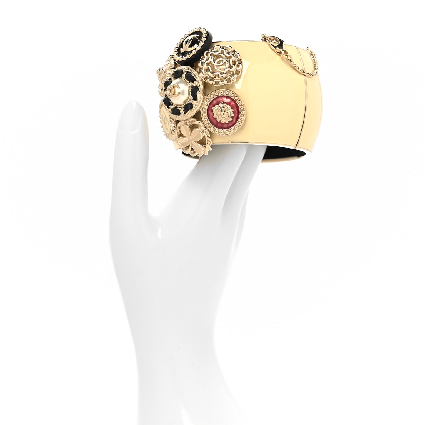 Resin Pearl Gripoix Charms CC Wide Cuff Gold