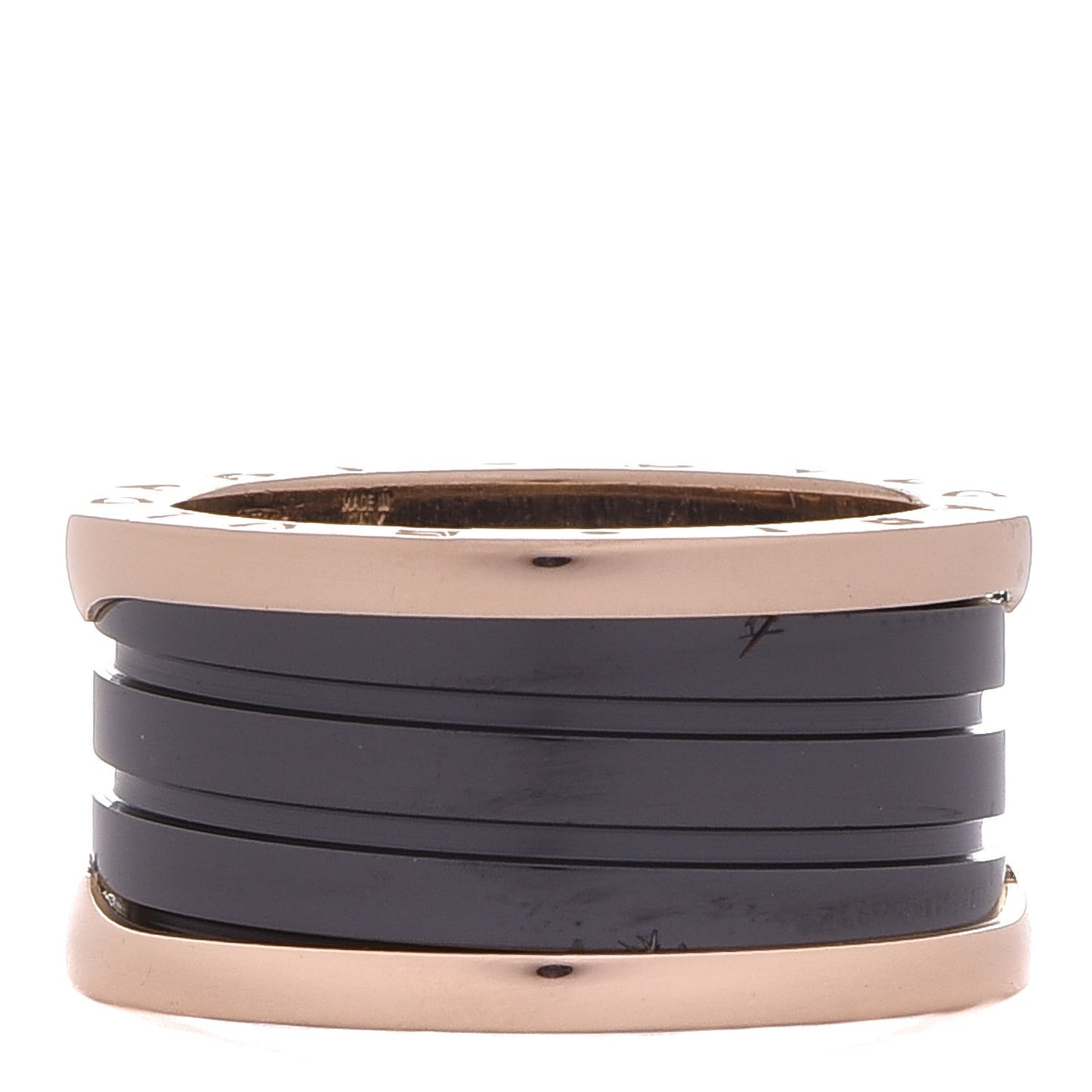 18K Rose Gold Black Ceramic B.Zero1 Four-Band Ring 58 8.5
