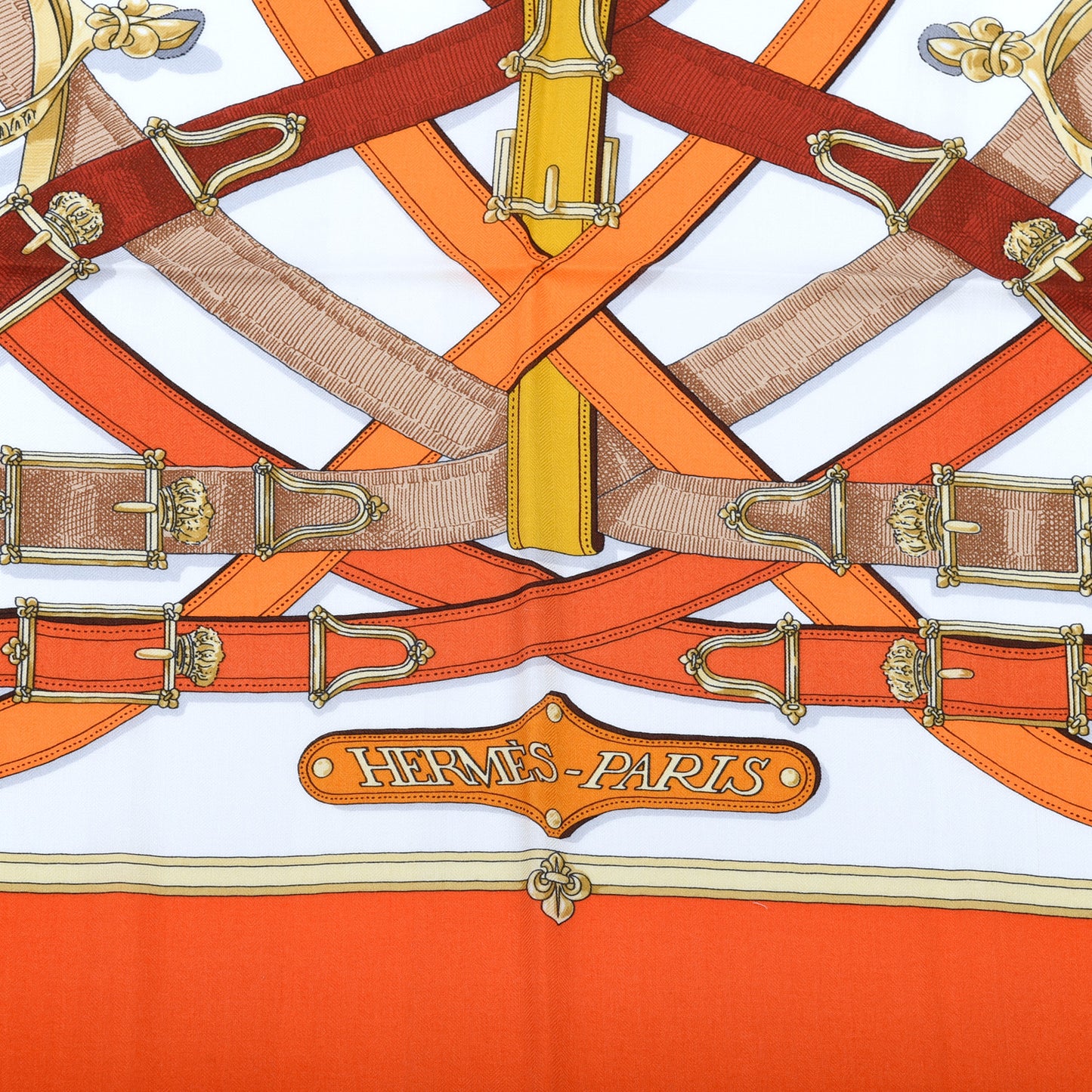 Cashmere Silk Cavalcadour Shawl 140 Orange White Brun