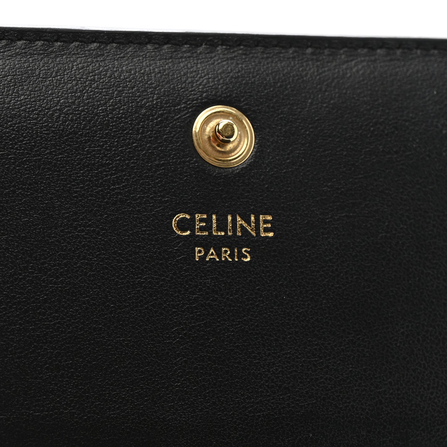 Shiny Calfskin Triomphe Compact Wallet Black