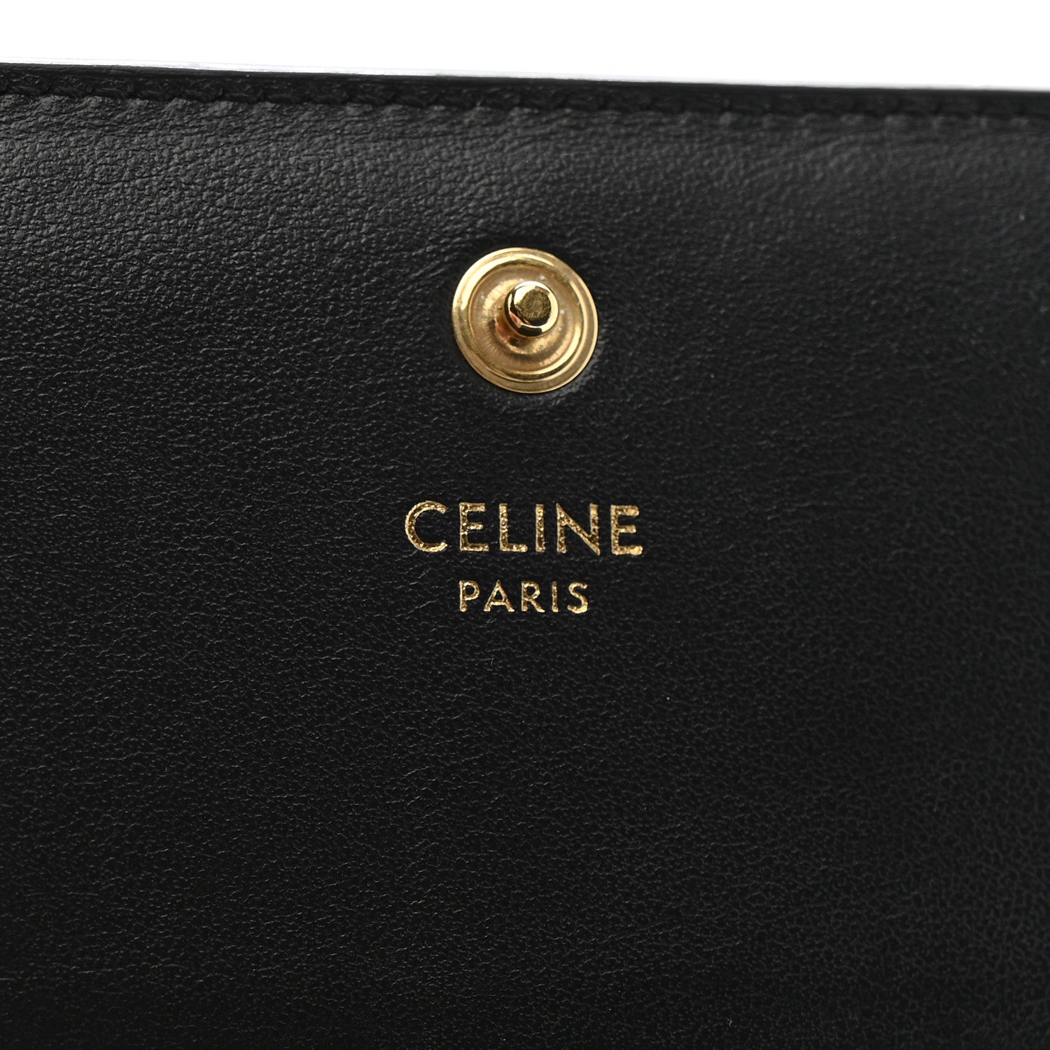 Celine Shiny Calfskin Triomphe Compact Wallet Black 6 of 7