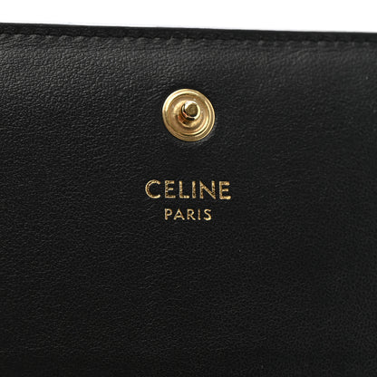 Celine Shiny Calfskin Triomphe Compact Wallet Black 6 of 7