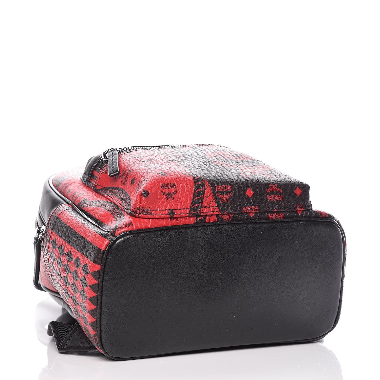 MCM Visetos Baroque Print Small Stark Backpack Black Red 4 of 10