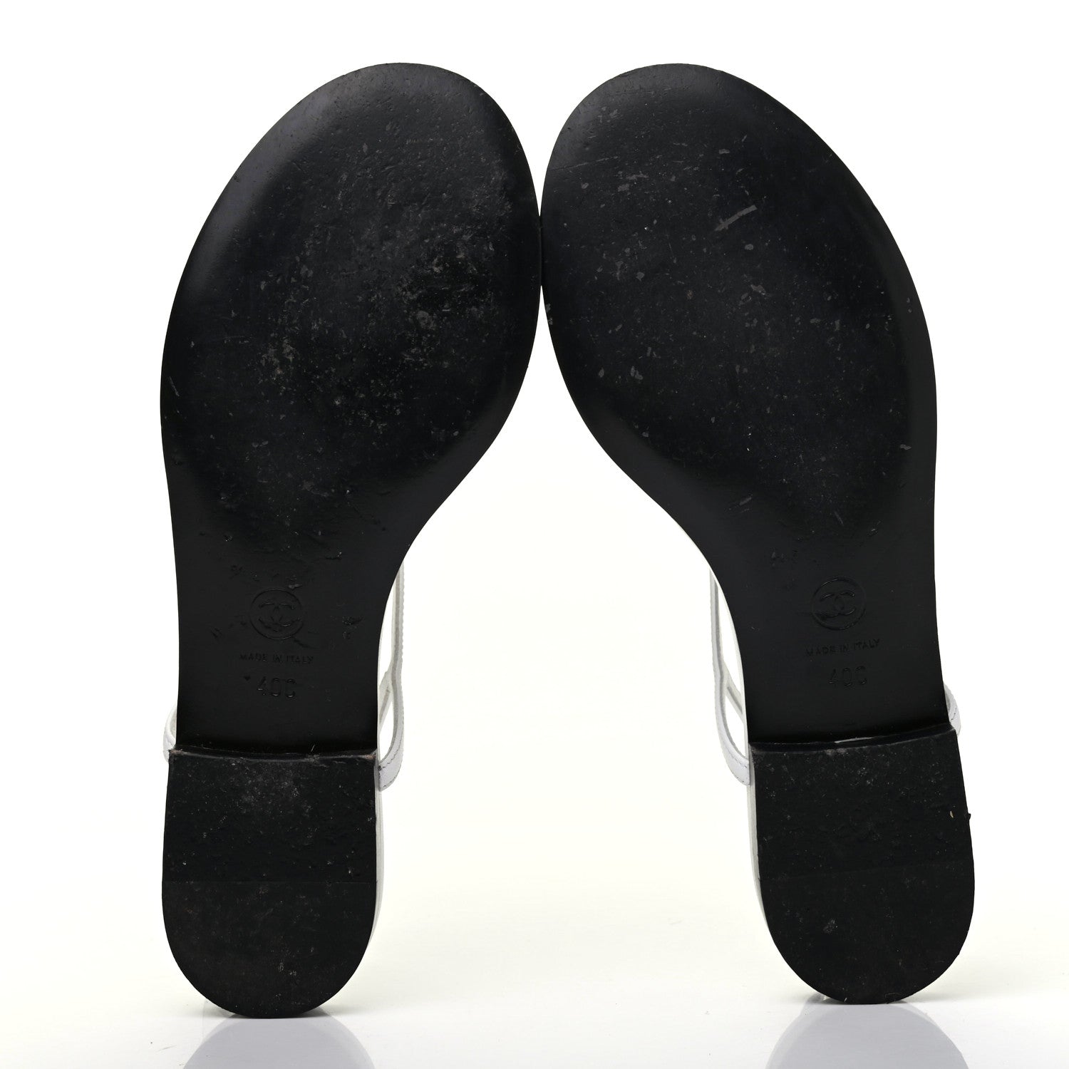 Chanel CC Logo Thong Sandals 40 White 5 of 12